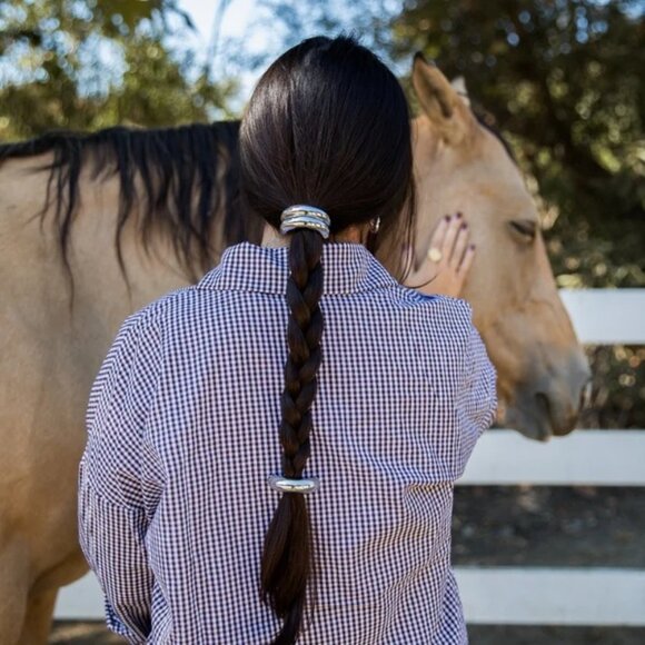 Jordan Road Double Hair Cuff in Silver Plated One Size Womens Tie Scrunchie Rubb - Picture 7 of 8